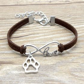 Jewelry Simple Style Hand-woven Infinite Love Pet Bracelet (Option: brown)