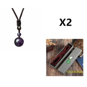 Fashion 16mm Natural Obsidian Pendant Amethyst Necklace For Men And Women (Option: Purple box packing-2PCS)