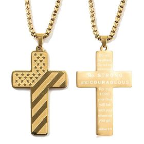 Cross Flag Necklace Hip Hop Titanium Steel (Option: Style 7 Gold)