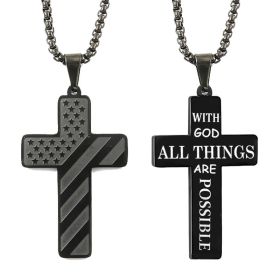 Cross Flag Necklace Hip Hop Titanium Steel (Option: Style 3 Black)
