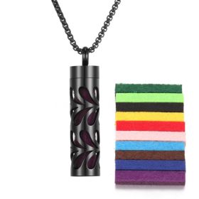Aromatherapy Pendant Perfume Bottle Essential Oil Titanium Steel (Option: 10Black  10 cotton pads)