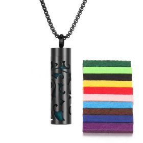 Aromatherapy Pendant Perfume Bottle Essential Oil Titanium Steel (Option: 17Black  10 cotton pads)