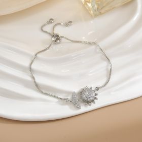Simple Rotatable Flower Color-preserving Pure Copper Gold-plated Bracelet (Option: Rotating Bracelet 17)