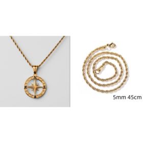 Stainless Steel Compass Circular Necklace (Option: Gold hollow with gold)