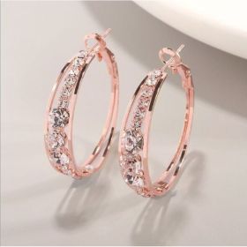European And American Air Drill Mosaic Women's Earrings (Option: Rose Gold)