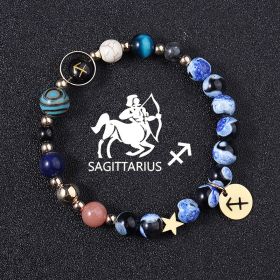 European And American Twelve Constellations Bracelets Blue Flame Agate Eight Planets Bracelet (Option: Sagittarius)