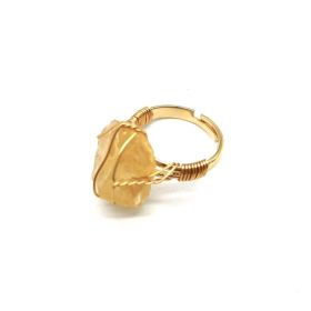 Personality Hand Wrapped Rough Stone Agate Ring (Option: Citrine-adjustable)