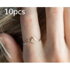 Mountain-shaped Copper Creative Custom Ladies Ring (Option: Gold-10PCS)