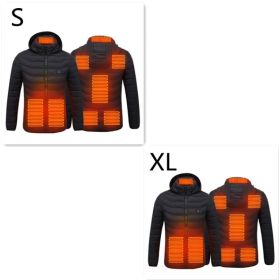 New Heated Jacket Coat USB Electric Jacket Cotton Coat Heater Thermal Clothing Heating Vest Men's Clothes Winter (Option: Black Zone8 2PC-Set3)