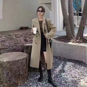 Coat Popular British Style Breasted Suit (Option: Khaki Y22 Trench Coat-S)