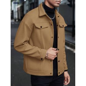 Lapel Woolen New Men's Casual Sports Jacket (Option: Khaki-S)