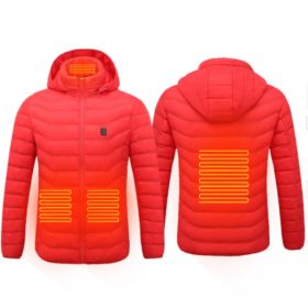 New Heated Jacket Coat USB Electric Jacket Cotton Coat Heater Thermal Clothing Heating Vest Men's Clothes Winter (Option: Red Zone8-3xl)