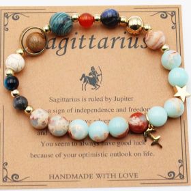 Twelve Constellations Bracelets Natural Stone Beaded Eight Planets (Option: Sagittarius Shoushan Stone)