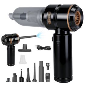 16000PA Handheld Car Vacuum Cleaner With Brushless Motor 2 Reusable Filters 4 In 1 Portable Cordless Compressed Air Duster & Blower For Car Office Hom (Option: Black Gold)