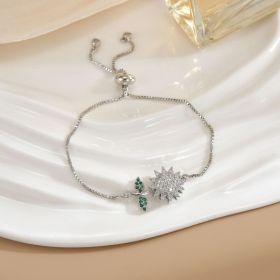 Simple Rotatable Flower Color-preserving Pure Copper Gold-plated Bracelet (Option: Rotating Bracelet 13)