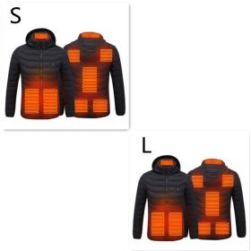 New Heated Jacket Coat USB Electric Jacket Cotton Coat Heater Thermal Clothing Heating Vest Men's Clothes Winter (Option: Black Zone8 2PC-Set2)