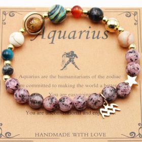 Eight Planets 12 Constellation Bracelet Natural Stone Hemp Stone (Option: Aquarius)