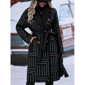 Women's Fashionable And Comfortable Printed Casual Long Coat (Option: Black11-S)