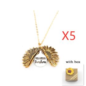Sunflower Double Lettering Necklace (Option: Gold with box 5PCS)