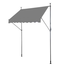 200x120x200-300cm Grey, Support Canopy, Polyester Fabric, Aluminum-iron Frame, Retractable (Option: Grey)