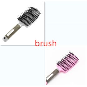 Hairbrush Anti Klit Brushy Haarborstel Women Detangler Hair Brush Bristle Nylon Scalp Massage  Teaser Hair Brush Comb (Option: White pink-Brush-Set)