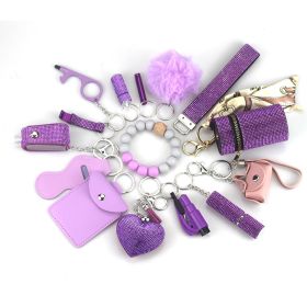 Diving Fabric Self-defense Alarm Keychain (Option: Purple)