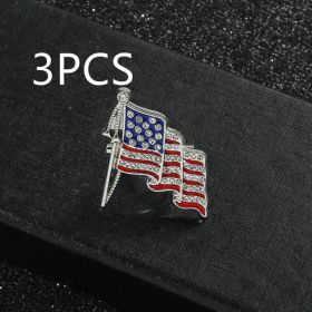 American Flag Golden M Badge Alloy Drop Oil Diamond Brooch (Option: XZ709 3PCS)