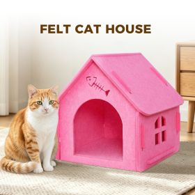 Detachable Felt Cat House, Cute Cottage Style Cat Cave, Indoor Cozy Pet Hideaway Shelter For Small Medium Cats (Option: pink)