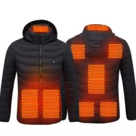 New Heated Jacket Coat USB Electric Jacket Cotton Coat Heater Thermal Clothing Heating Vest Men's Clothes Winter (Option: Black Zone8-2XL)