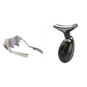 Neck Massager Dredge Kneading Hot Compress Multifunctional (Option: Beige set-English Packaging)