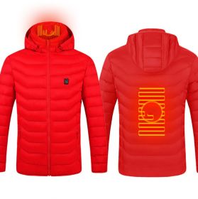 Winter Heated Jacket USB Electric Cotton Coat Zip-up Heater Thermal Clothing Heating Vest For Men (Option: Red Zone2-XL)