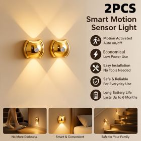 LED Modern Indoor Wall Light With Motion Sensor 3 Color Modes 2700K 4500K 6500K USB Rechargeable Magnetic Portable Wall Sconce For Living Room Bedroom (Option: 2pcs)