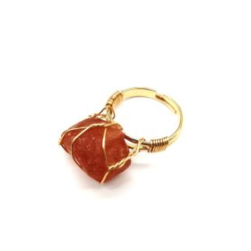 Personality Hand Wrapped Rough Stone Agate Ring (Option: Onyx-adjustable)