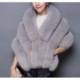 Autumn And Winter New Fox Fur Silver Fox Fur Coat Shawl Cape Female (Option: Grey-Standard size)