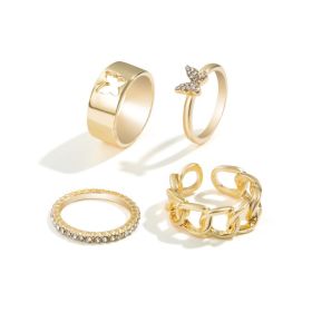 Hot Selling Creative Personality Butterfly 2-Piece Set Ins Same Punk Style Couple Ring (Option: D)