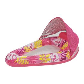 1pc Thick Large Swimming Pool Float With Cup Holder And Sunshade, Essential For Pool Parties And Beaches, Comes With A Manual Air Pump (Option: Style2 Pink)