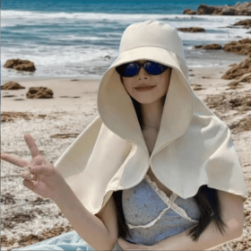 Sun Protection Hat,UV Neck Protection Beach (Option: brown)