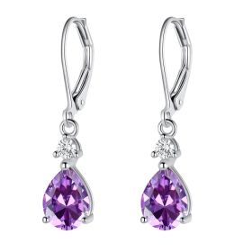 Light Luxury Water Drop Copper Zircon Earrings Female Temperament High Sense (Option: Style 1-Copper Inlaid Zircon)
