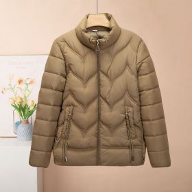 Cotton Coat, Light Down Cotton, Fashionable Short Style New Winter Thin Cotton Jacket (Option: Camel-3XL)