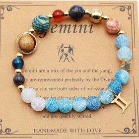 Twelve Constellations Bracelets Natural Stone Beaded Eight Planets (Option: Gemini Agate Flowers)