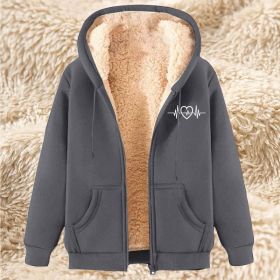 Men's Fleece Hoodie With Fleece Lining, Thick And Warm For Winter, Lamb Fleece For Autumn And Winter (Option: 22 Dark Gray-M)