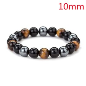 Tiger Eye Stone Bracelet Natural Stone Bracelet (Option: Black-10mm)