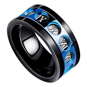 Personality Ring Titanium Steel Hip Hop Simplicity (Option: Blue-US No.08)