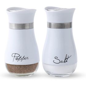 Salt And Pepper Shakers Set - Salt Containers For Gifts, Kitchen Decor, Home, RV, Camp, BBQ, 4 Oz Farmhouse Spice Dispenser With Glass Bottom, Set Of (Option: white)