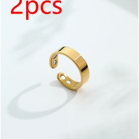 Anti Snoring Ring Stopper Sleeping Breath Aid Acupressure Treatment Stop Snore Health Care Magnetic Therapy Finger Ring Healthy Jewelry (Option: Gold 2pcs)