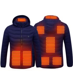 Men's Intelligent 8-zone Heating Stand Collar Hooded Lightweight Heating Insulation Jacket (Option: Blue Zone8-S)