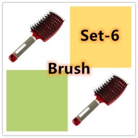 Hairbrush Anti Klit Brushy Haarborstel Women Detangler Hair Brush Bristle Nylon Scalp Massage  Teaser Hair Brush Comb (Option: Set 6-Brush-Set)