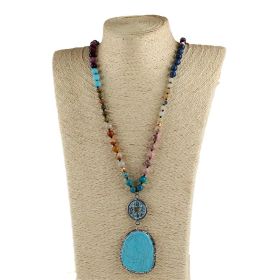 Vintage Ethnic Style Jewelry 8mm Mixed Natural Stone Women's Necklace (Option: Multicolor)