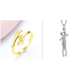 Alloy Simple Hands Hug Ring Opening Adjustable Jewelry (Option: Gold set-1PC)