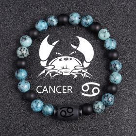 Twelve Constellations Bracelets 8mm Obsidian String Beads Natural Stone (Option: Cancer)